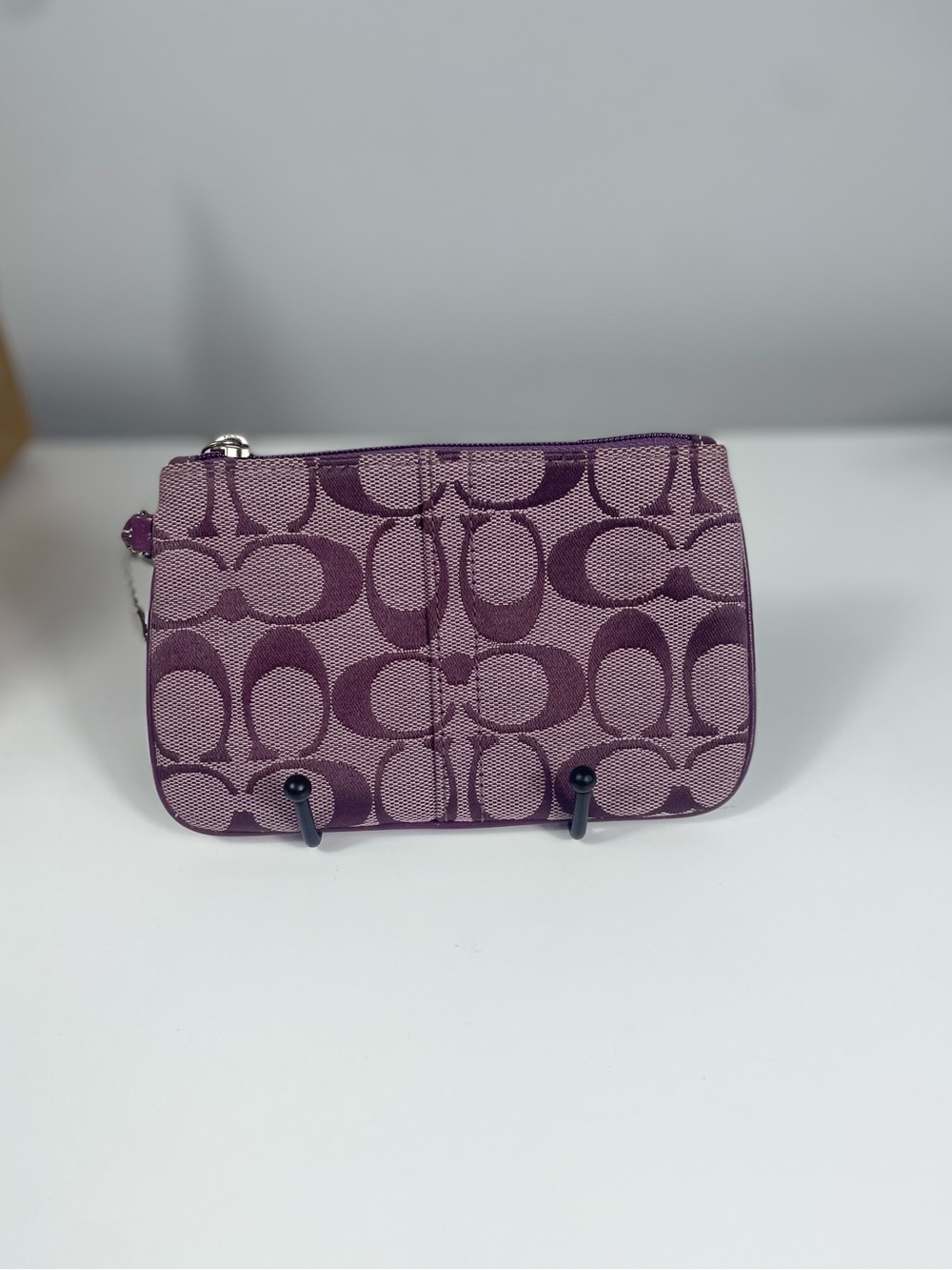 Coach Signature Jacquard/Leather Purple Wristlet